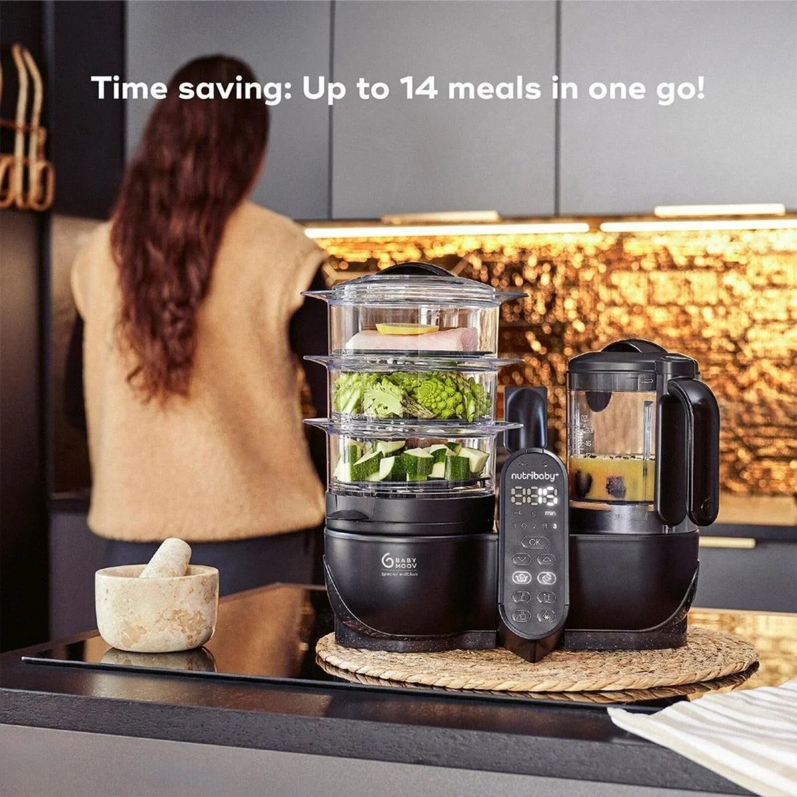 Babymoov Nutribaby (+) XL 6 - in - 1 Baby Food Maker - Black Edition - mezetto ebebek ebebek