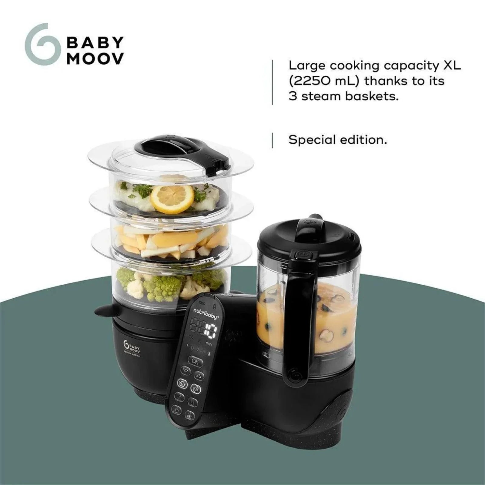 Babymoov Nutribaby (+) XL 6 - in - 1 Baby Food Maker - Black Edition - mezetto ebebek ebebek