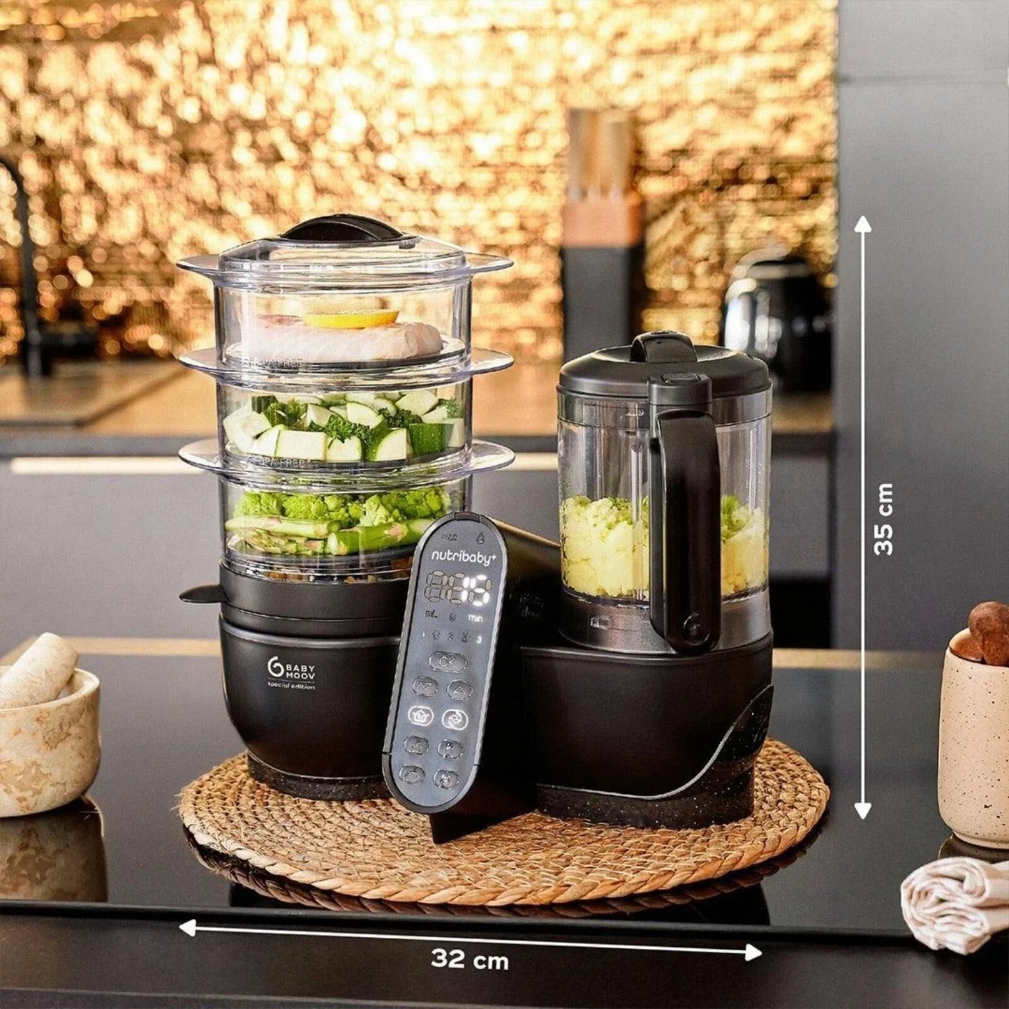 Babymoov Nutribaby (+) XL 6 - in - 1 Baby Food Maker - Black Edition - mezetto ebebek ebebek