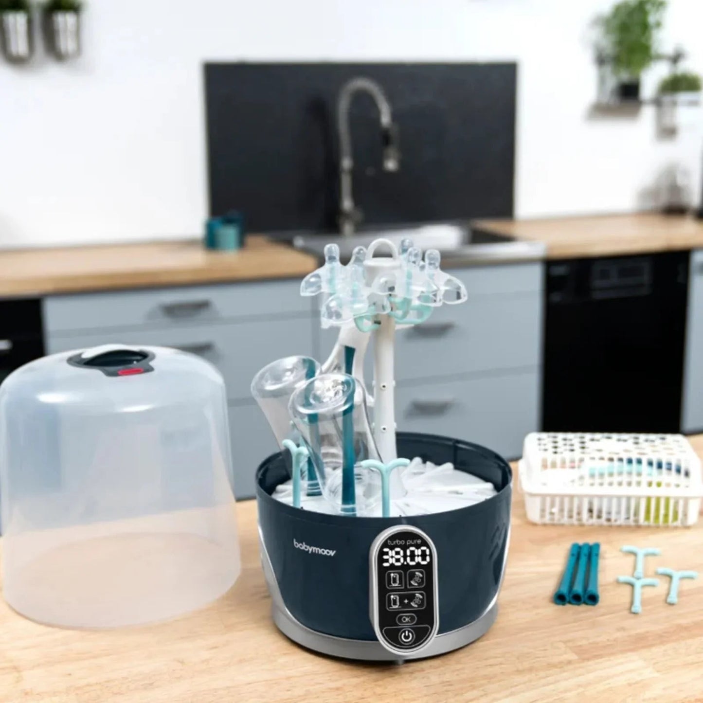 Babymoov Turbo Pure 3 - in - 1 Steriliser & Dryer & Purified Bottle Storage - mezetto ebebek ebebek