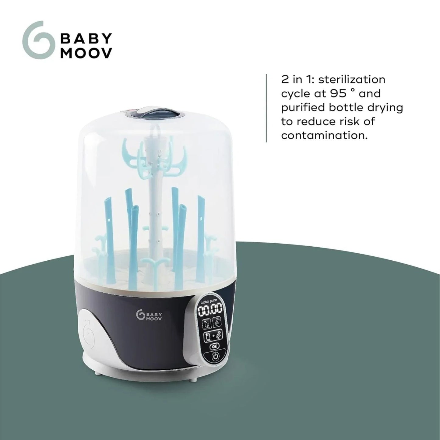 Babymoov Turbo Pure 3 - in - 1 Steriliser & Dryer & Purified Bottle Storage - mezetto ebebek ebebek