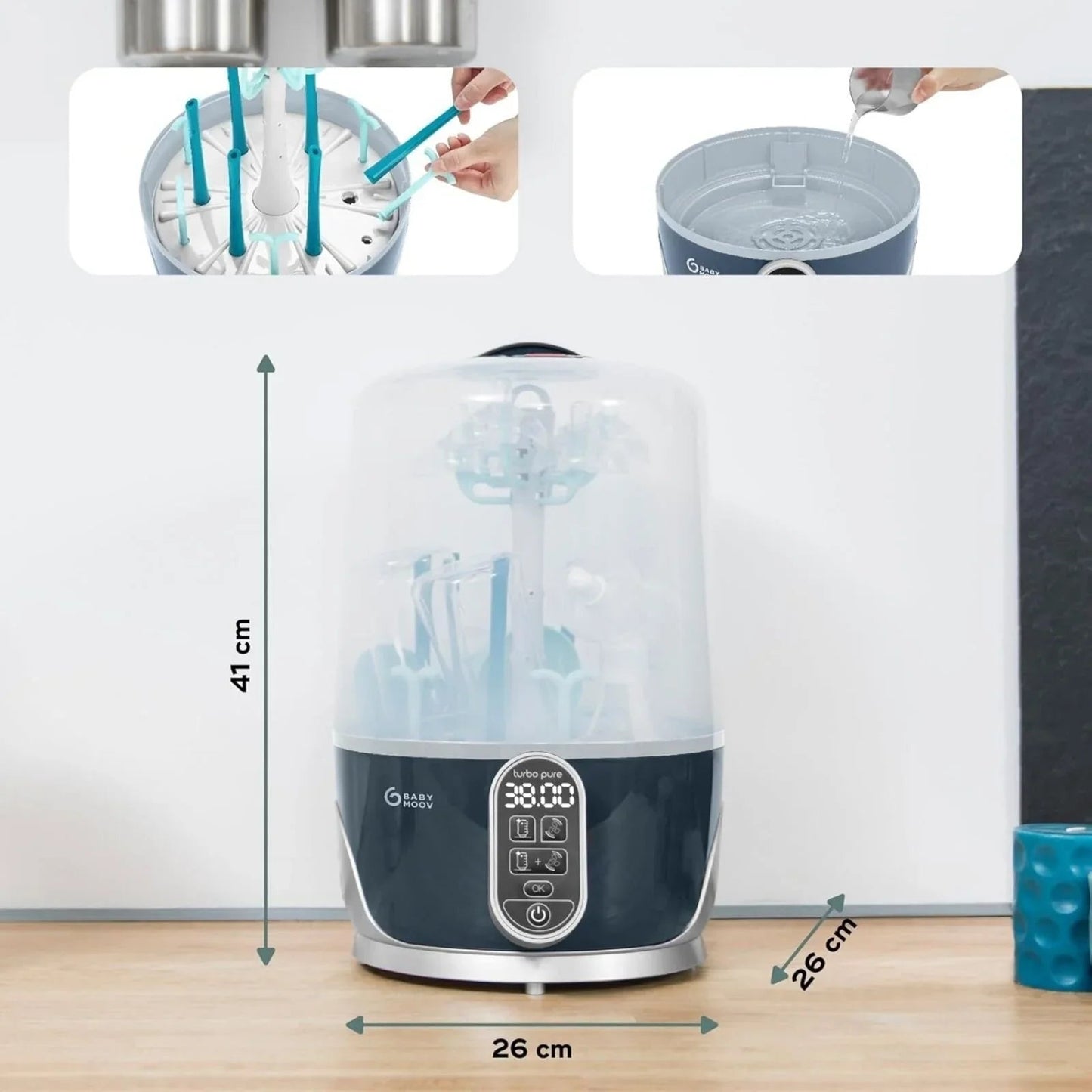 Babymoov Turbo Pure 3 - in - 1 Steriliser & Dryer & Purified Bottle Storage - mezetto ebebek ebebek