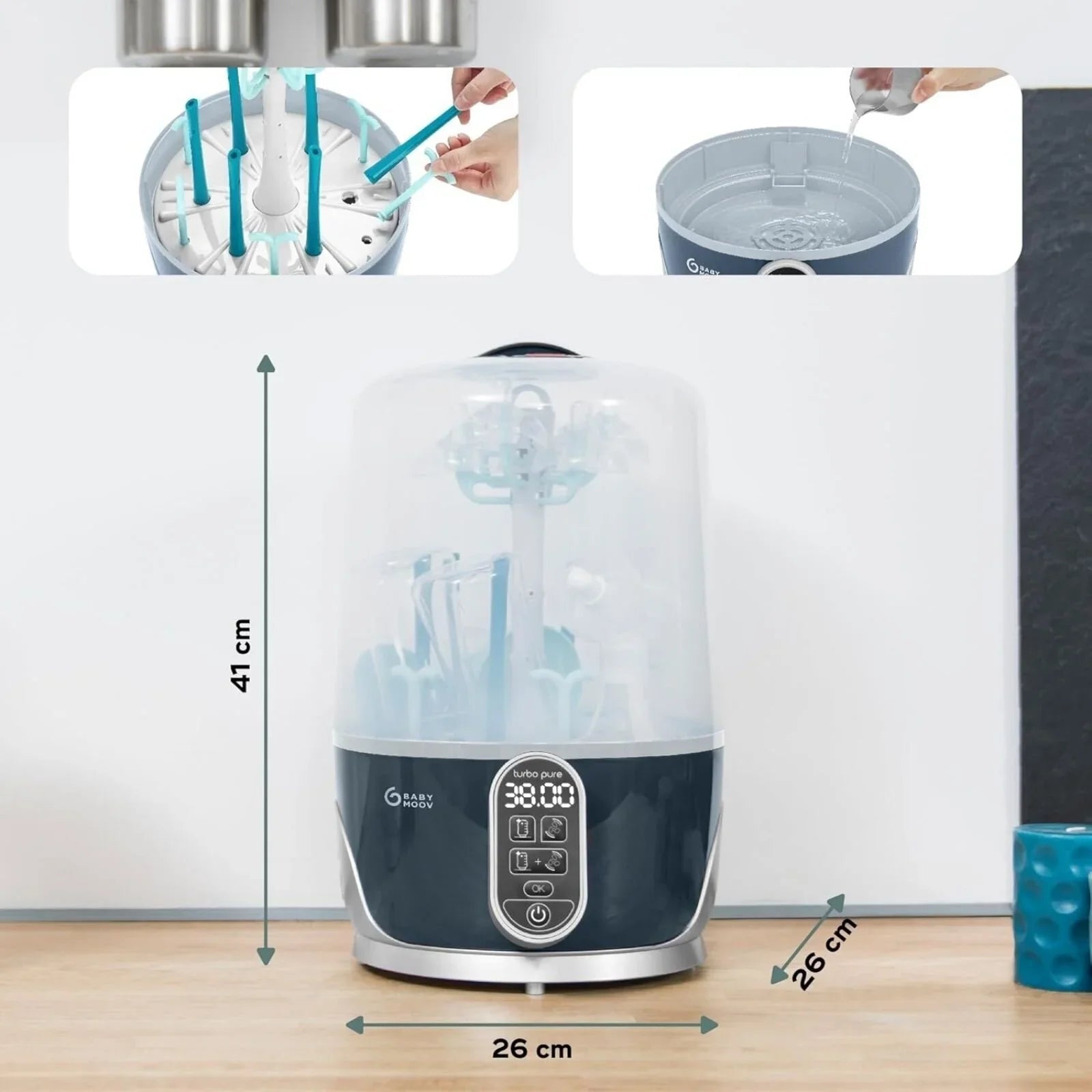 Babymoov Turbo Pure 3 - in - 1 Steriliser & Dryer & Purified Bottle Storage - mezetto ebebek ebebek