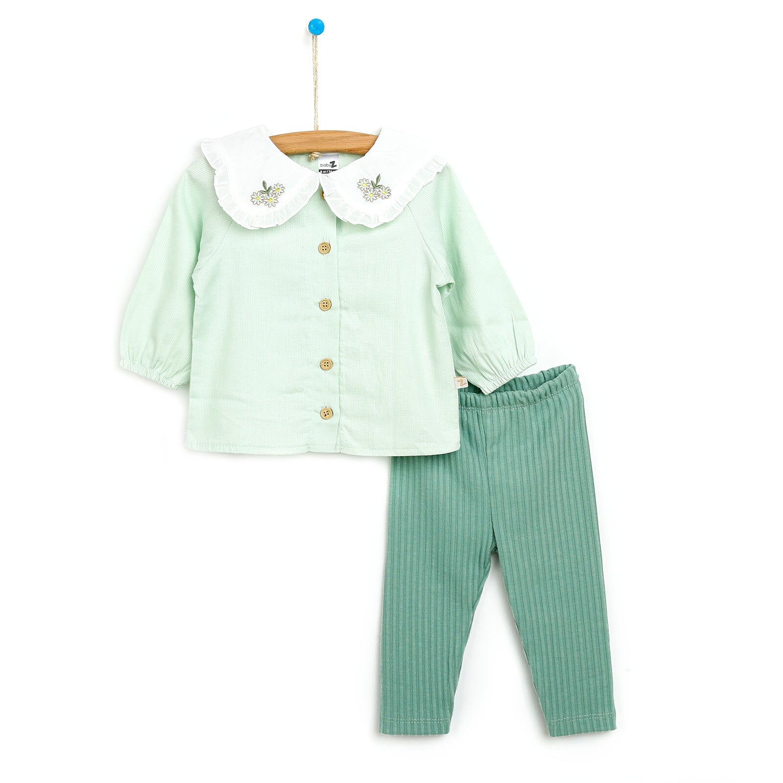 BabyZ Blouse - Tights - Light Green - mezetto ebebek ebebek