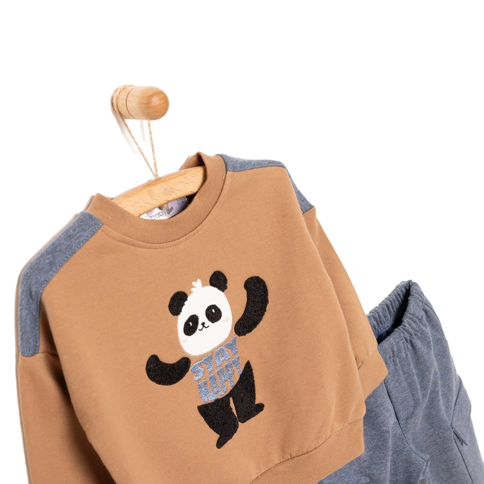 BabyZ Cool Boy Boy Sweatshirt - Pants - Brown - mezetto ebebek ebebek
