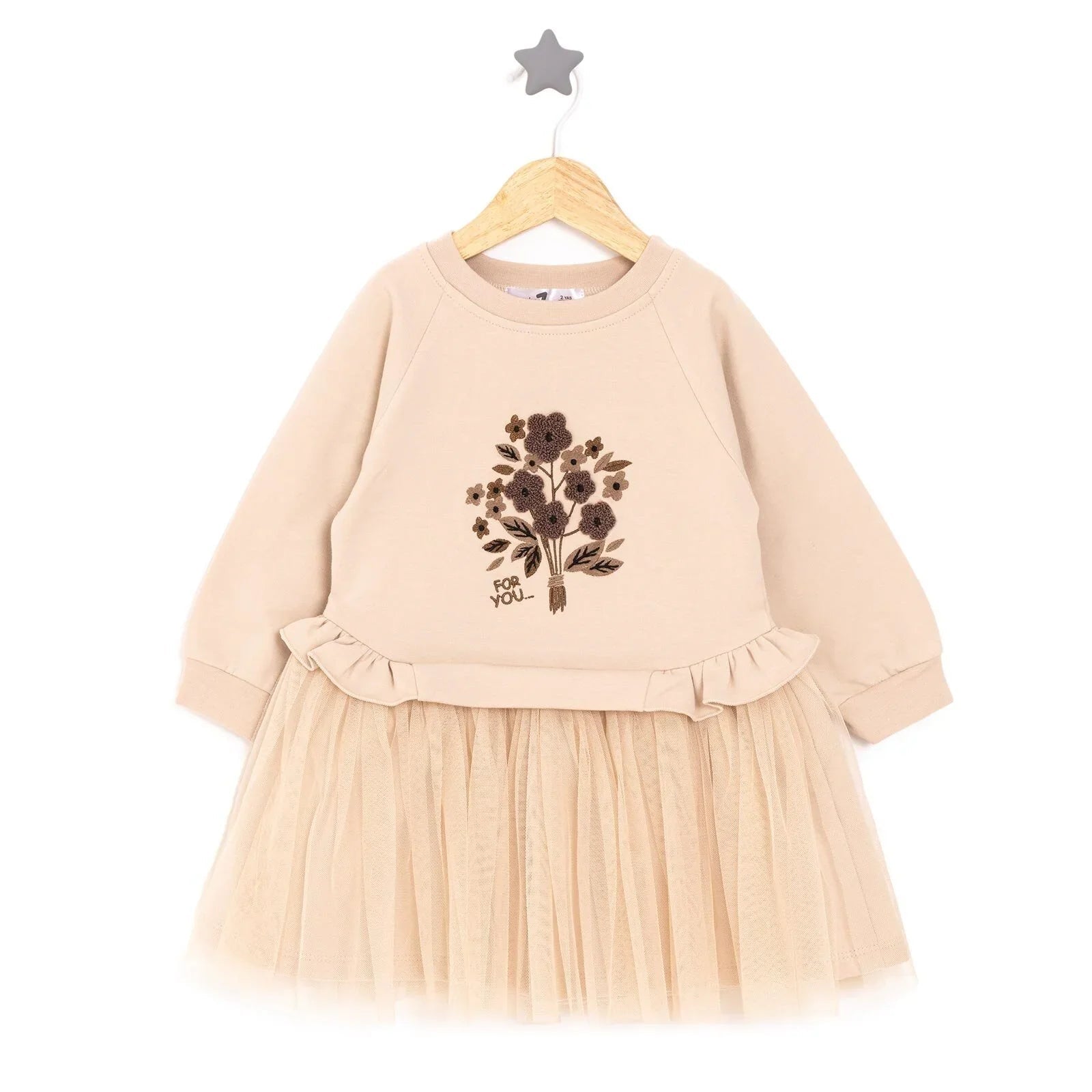 BabyZ Pretty Girl Girl Sweatshirt - Beige - mezetto ebebek ebebek