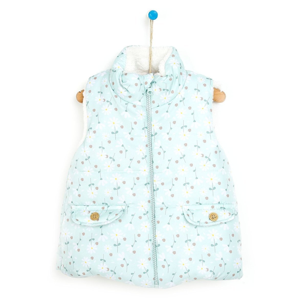 BabyZ Winter Girl Daisy Inflatable Vest - Light Green - mezetto ebebek ebebek