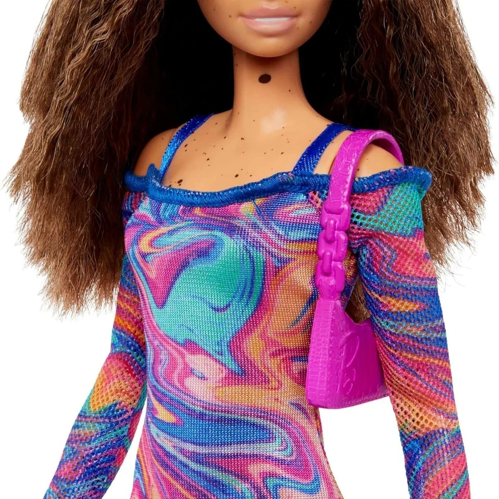 Barbie Fashionista Doll with Rainbow Marble Printed Dress - mezetto ebebek ebebek