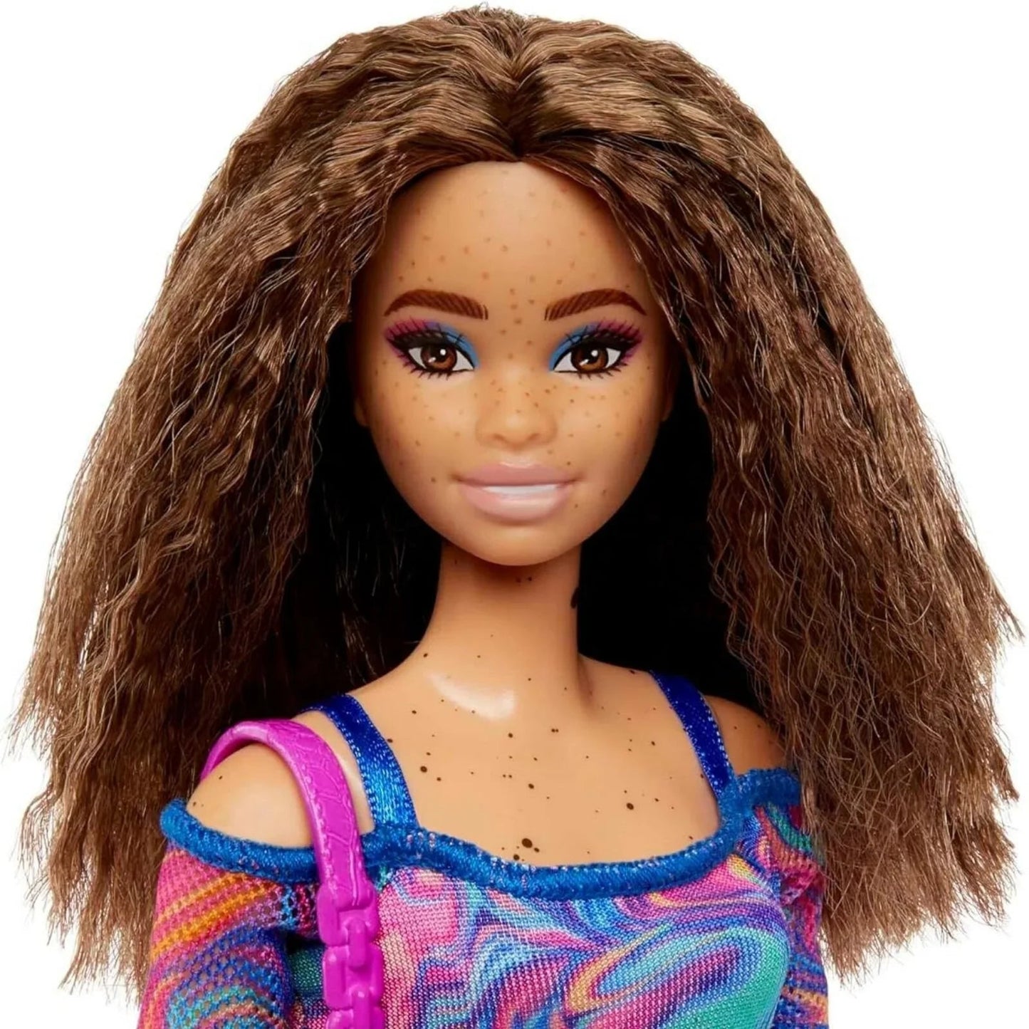 Barbie Fashionista Doll with Rainbow Marble Printed Dress - mezetto ebebek ebebek