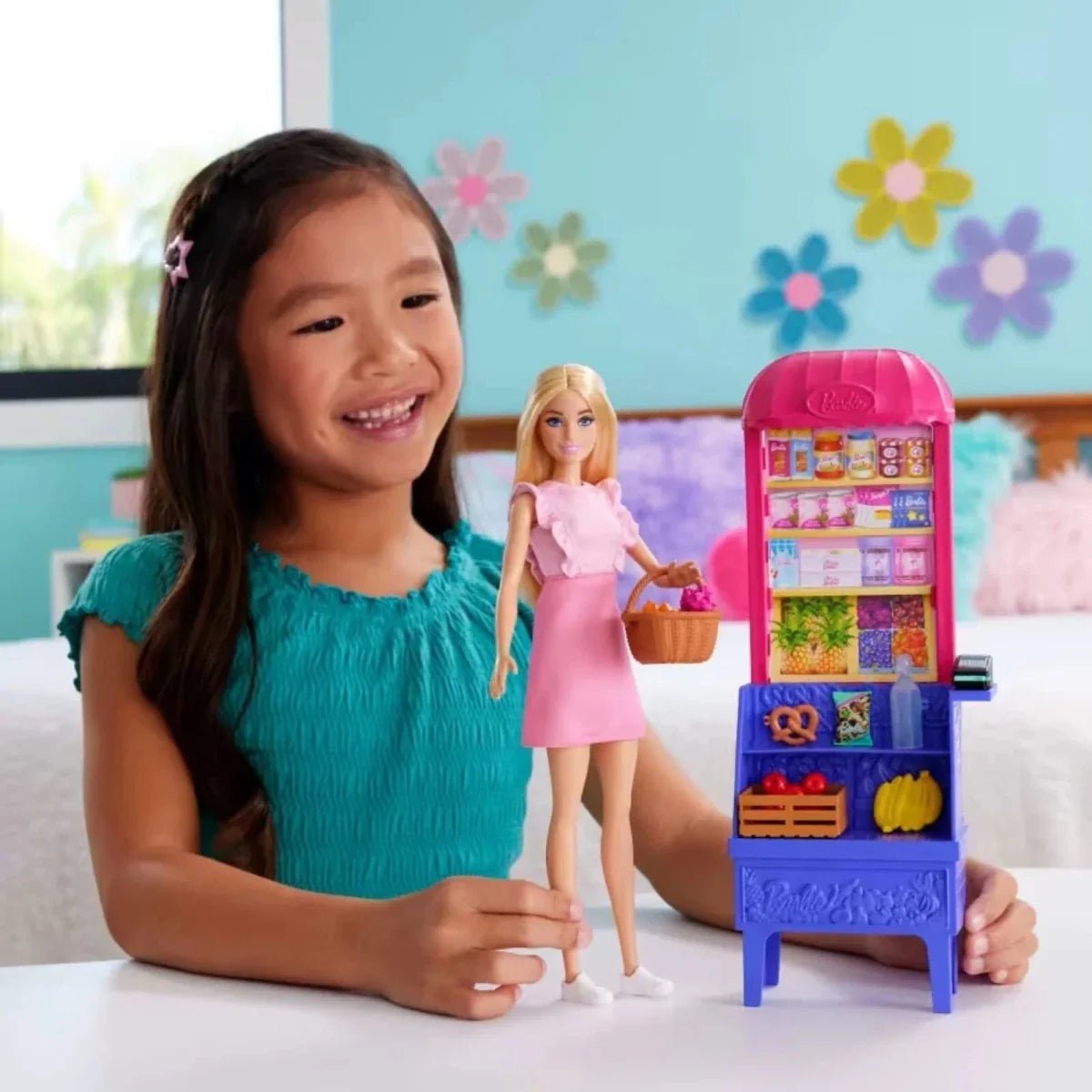 Barbie Malibu Shopping at the Market Playset & Doll - mezetto ebebek ebebek