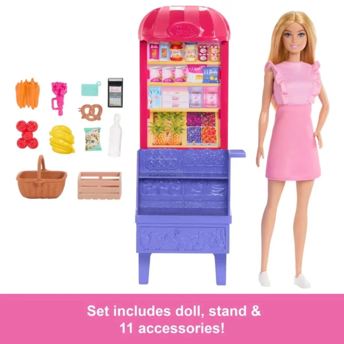 Barbie Malibu Shopping at the Market Playset & Doll - mezetto ebebek ebebek