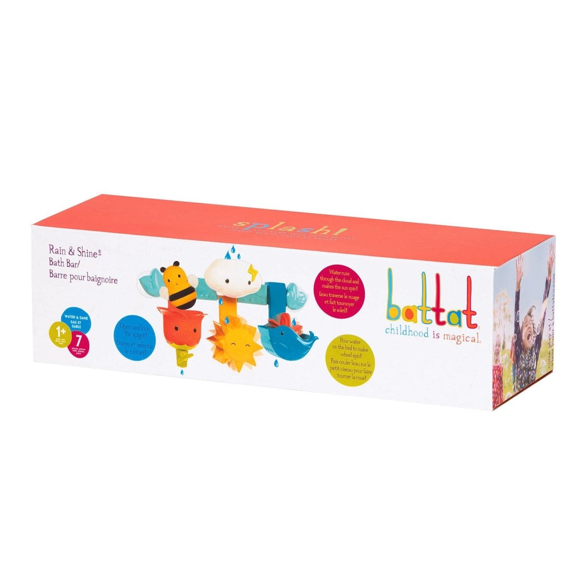 Battat Rain & Shine Bath Bar, 6 Removable Pieces & 2 Suction Cups - mezetto ebebek ebebek