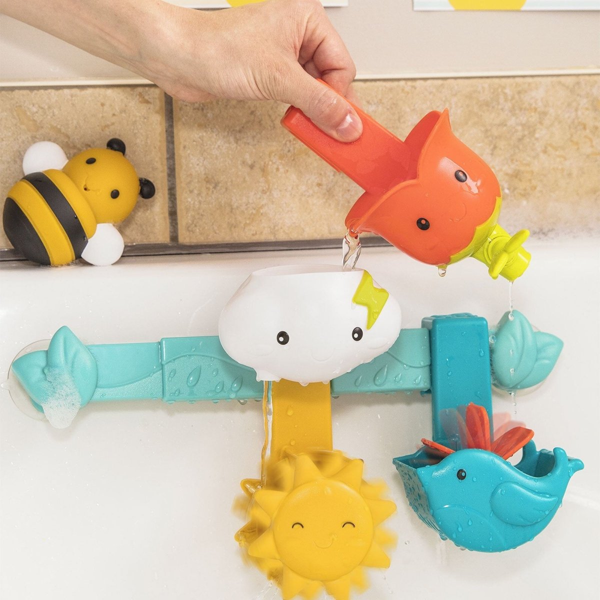 Battat Rain & Shine Bath Bar, 6 Removable Pieces & 2 Suction Cups - mezetto ebebek ebebek