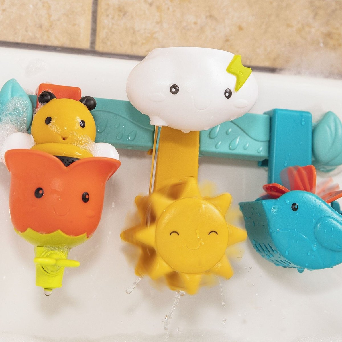 Battat Rain & Shine Bath Bar, 6 Removable Pieces & 2 Suction Cups - mezetto ebebek ebebek