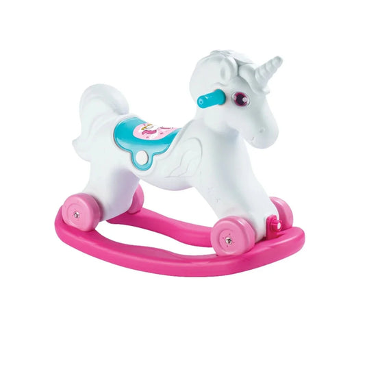 Dolu Unicorn Rocking Horse with Wheels - Pink