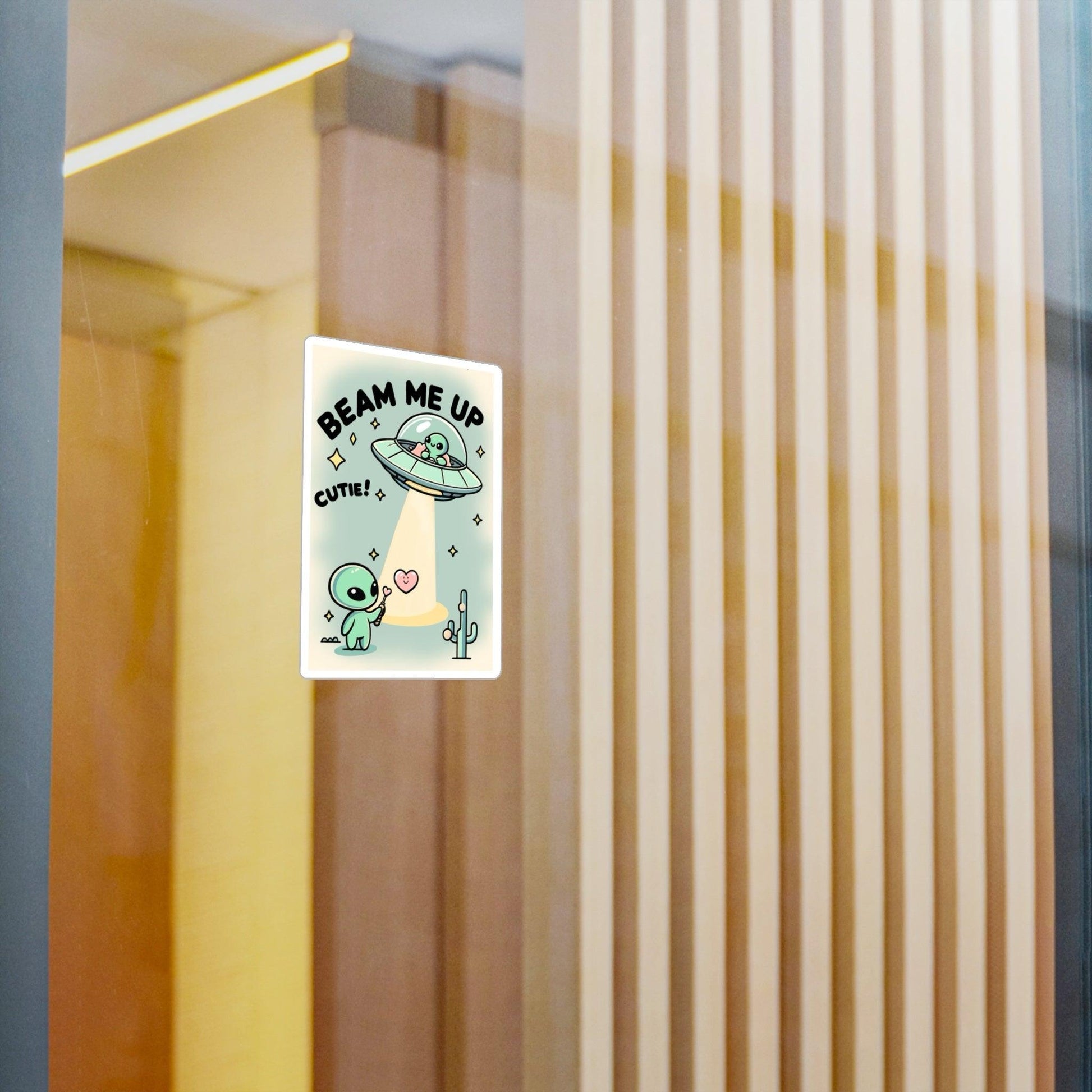 Beam Me Up, Cutie – Waterproof Alien Vinyl Sticker - mezetto KEOLIX KEOLIX