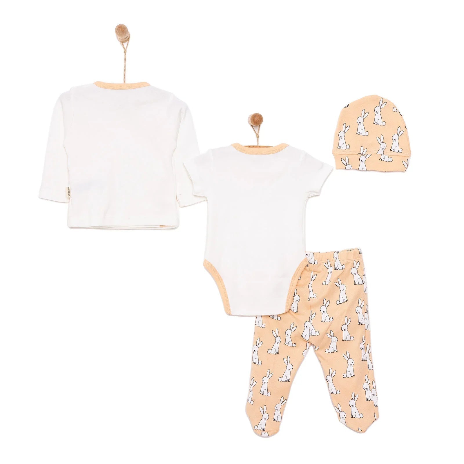 Bebbek Baby Boy 5 Pcs Newborn Starter Set - Ecru - mezetto ebebek ebebek