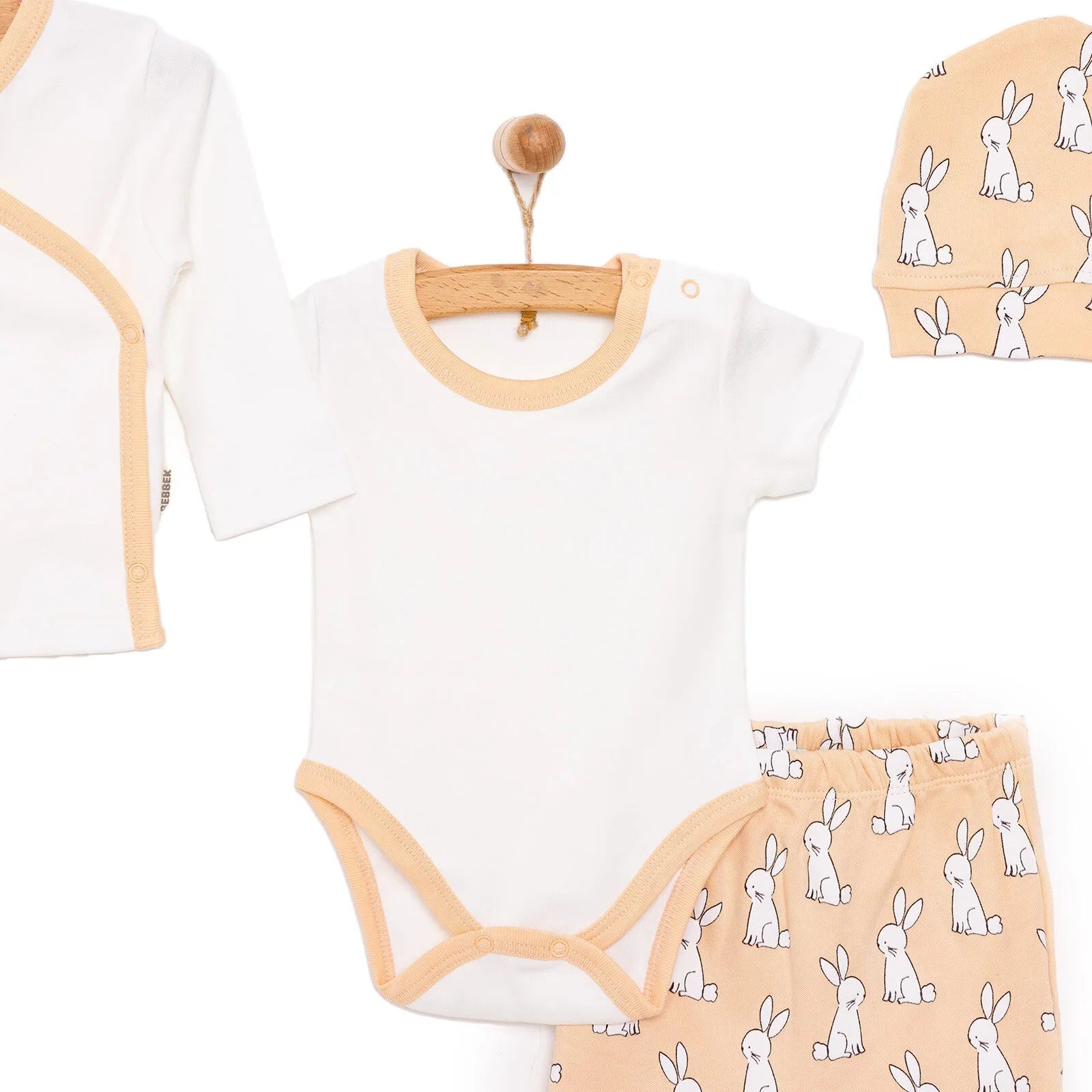 Bebbek Baby Boy 5 Pcs Newborn Starter Set - Ecru - mezetto ebebek ebebek