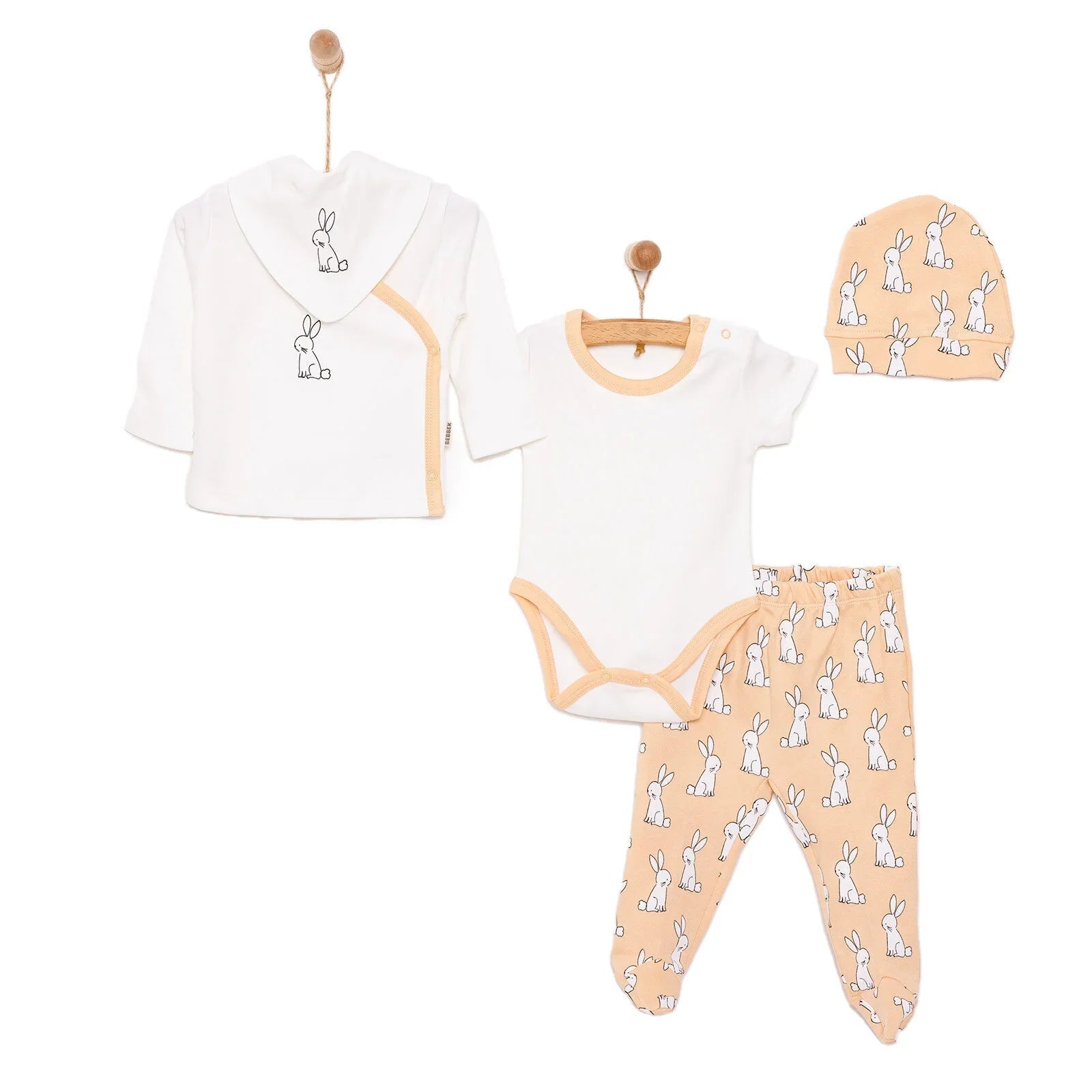 Bebbek Baby Boy 5 Pcs Newborn Starter Set - Ecru - mezetto ebebek ebebek