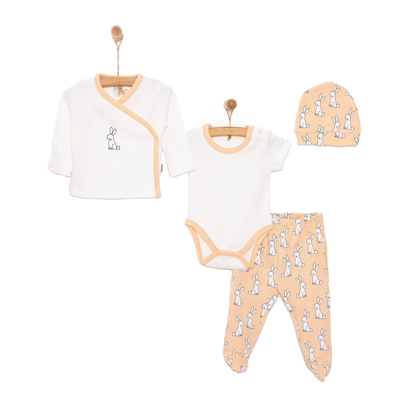 Bebbek Baby Boy 5 Pcs Newborn Starter Set - Ecru - mezetto ebebek ebebek