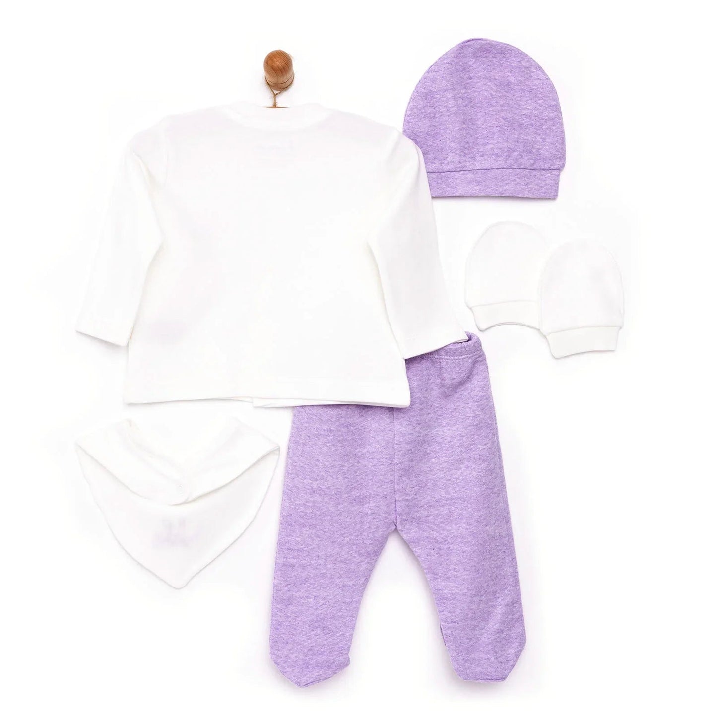 Bebbek Baby Girl 5 pcs Newborn Gift Starter Set - Lilac - mezetto ebebek ebebek