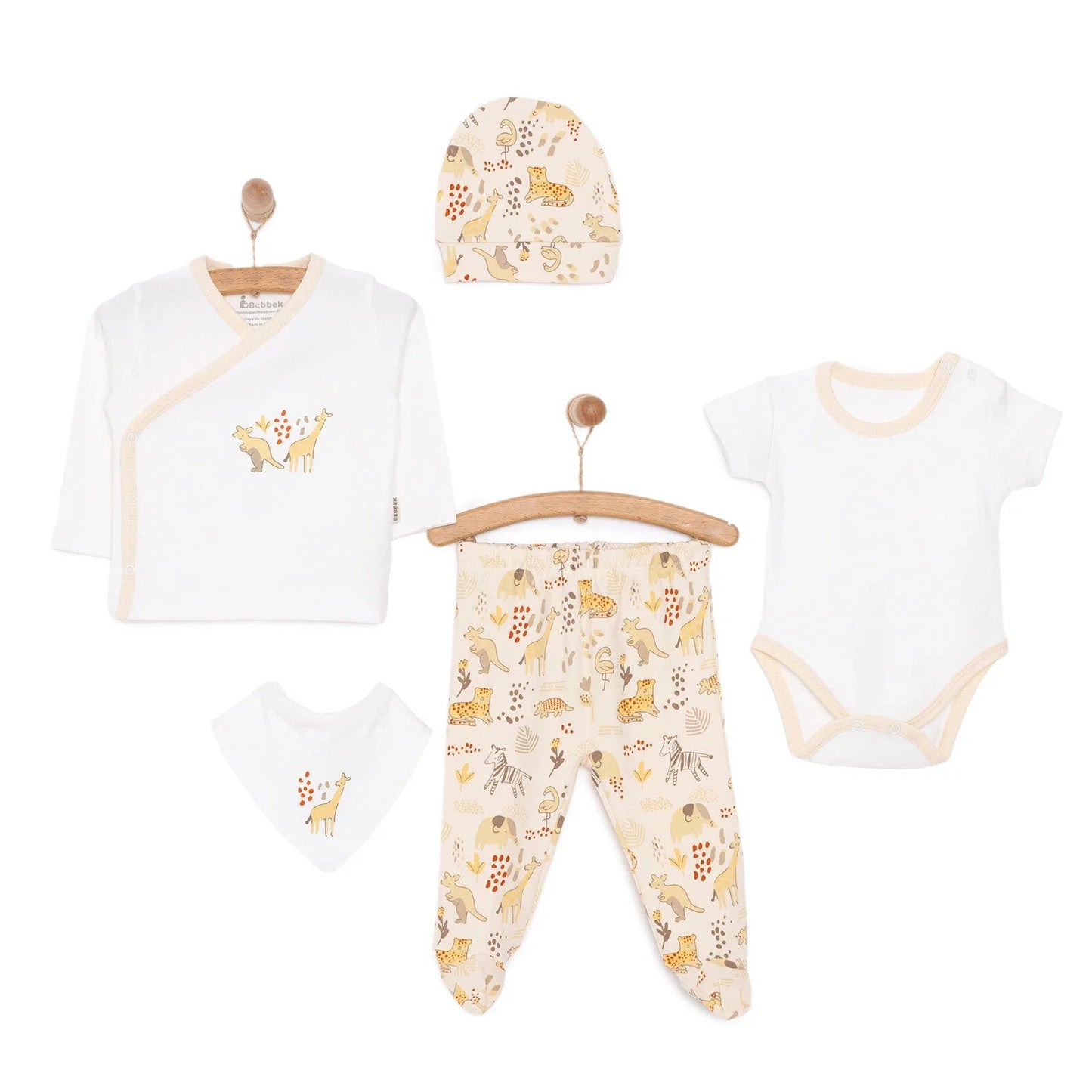 Bebbek Baby Girl 5 Pcs Newborn Starter Set - Ecru - mezetto ebebek ebebek