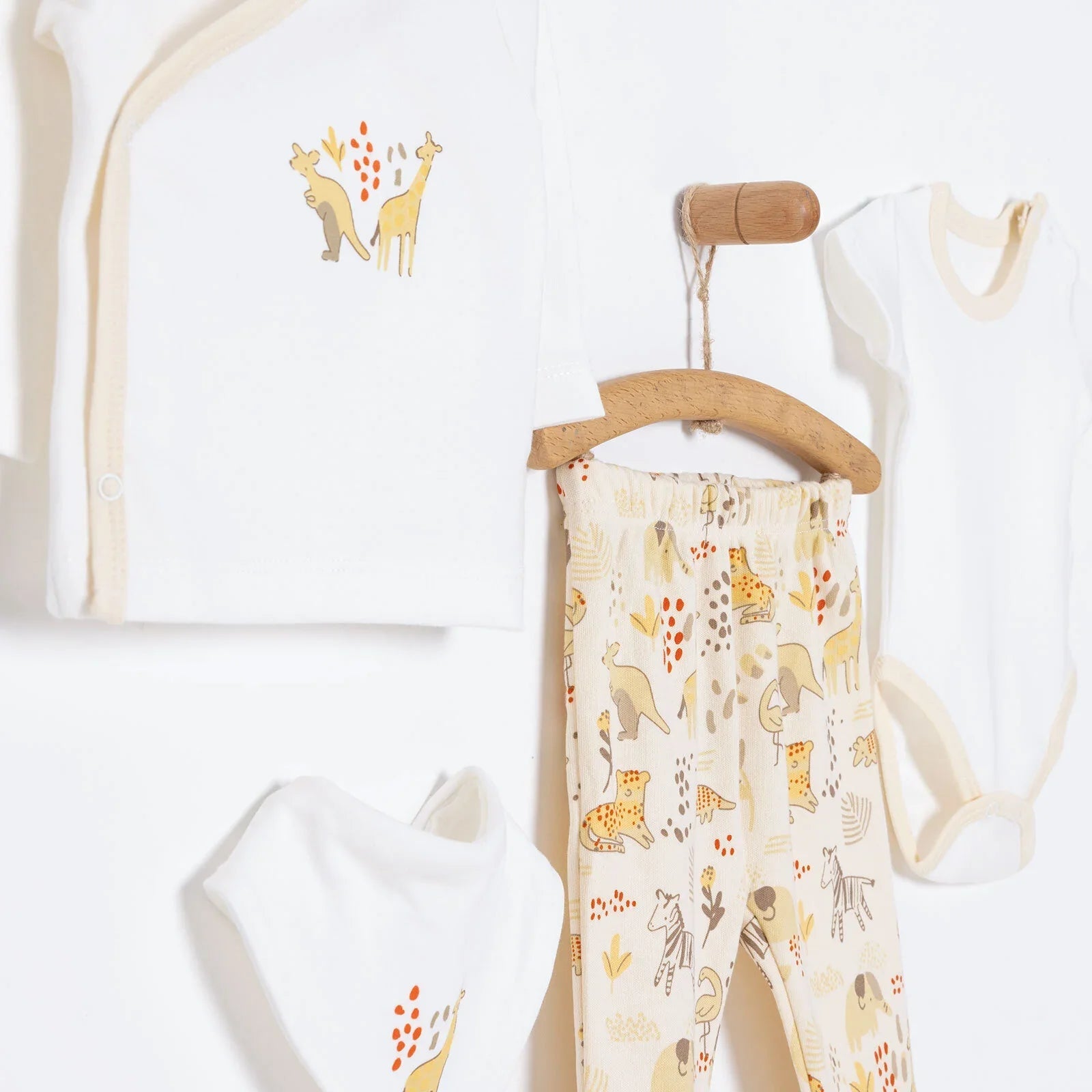 Bebbek Baby Girl 5 Pcs Newborn Starter Set - Ecru - mezetto ebebek ebebek