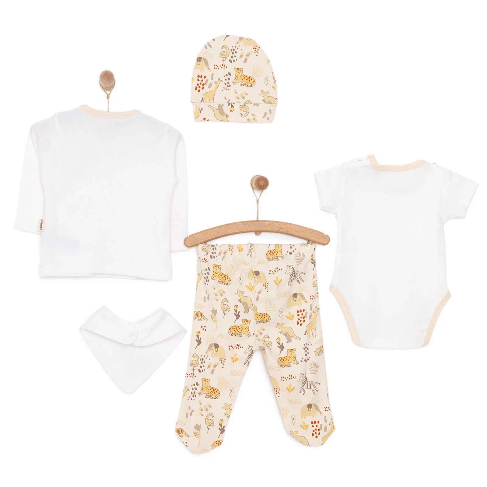 Bebbek Baby Girl 5 Pcs Newborn Starter Set - Ecru - mezetto ebebek ebebek