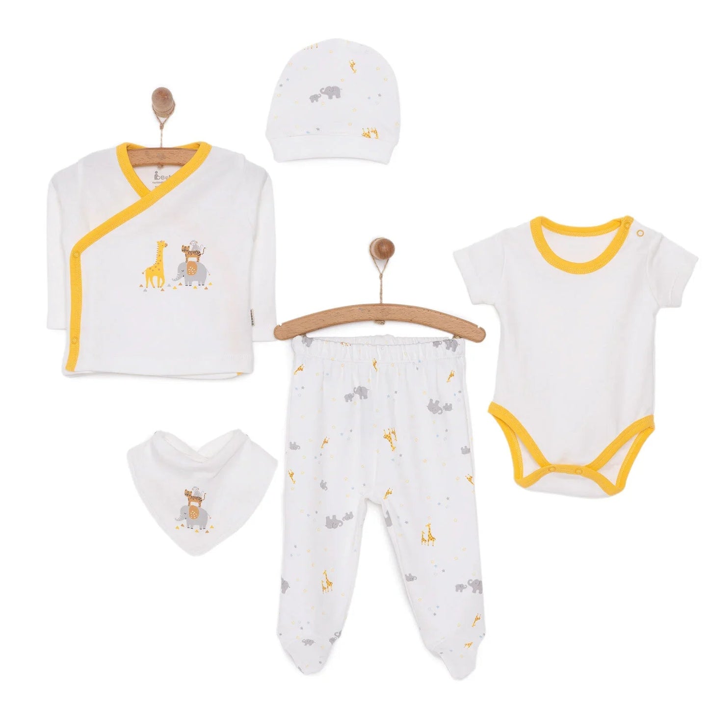 Bebbek Boy 5 Piece Newborn Gift Set - Ecru - mezetto ebebek ebebek