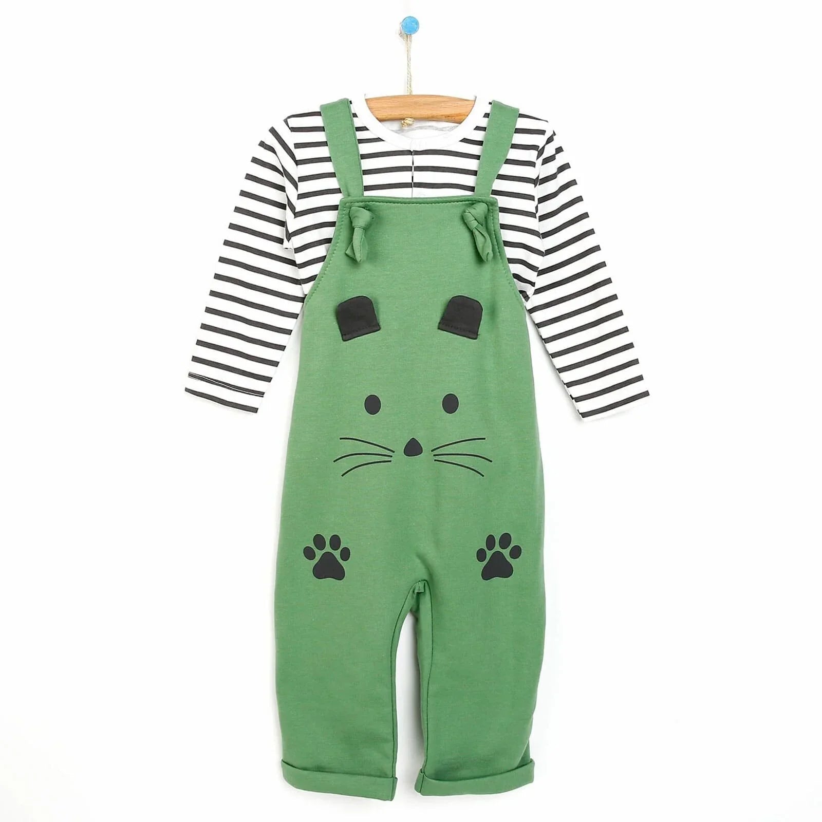 Bebbek Newborn Animals Holiday Overall - Green - mezetto ebebek ebebek