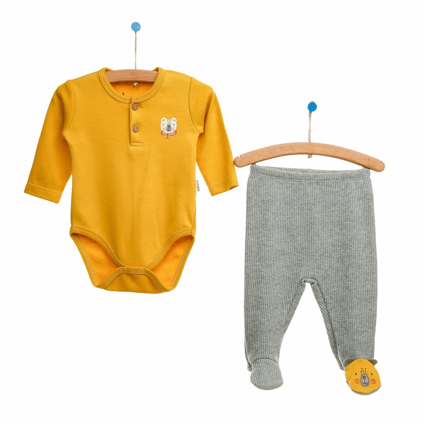 Bebbek Newborn Born To Be Wild Baby Set - Mustard - mezetto ebebek ebebek