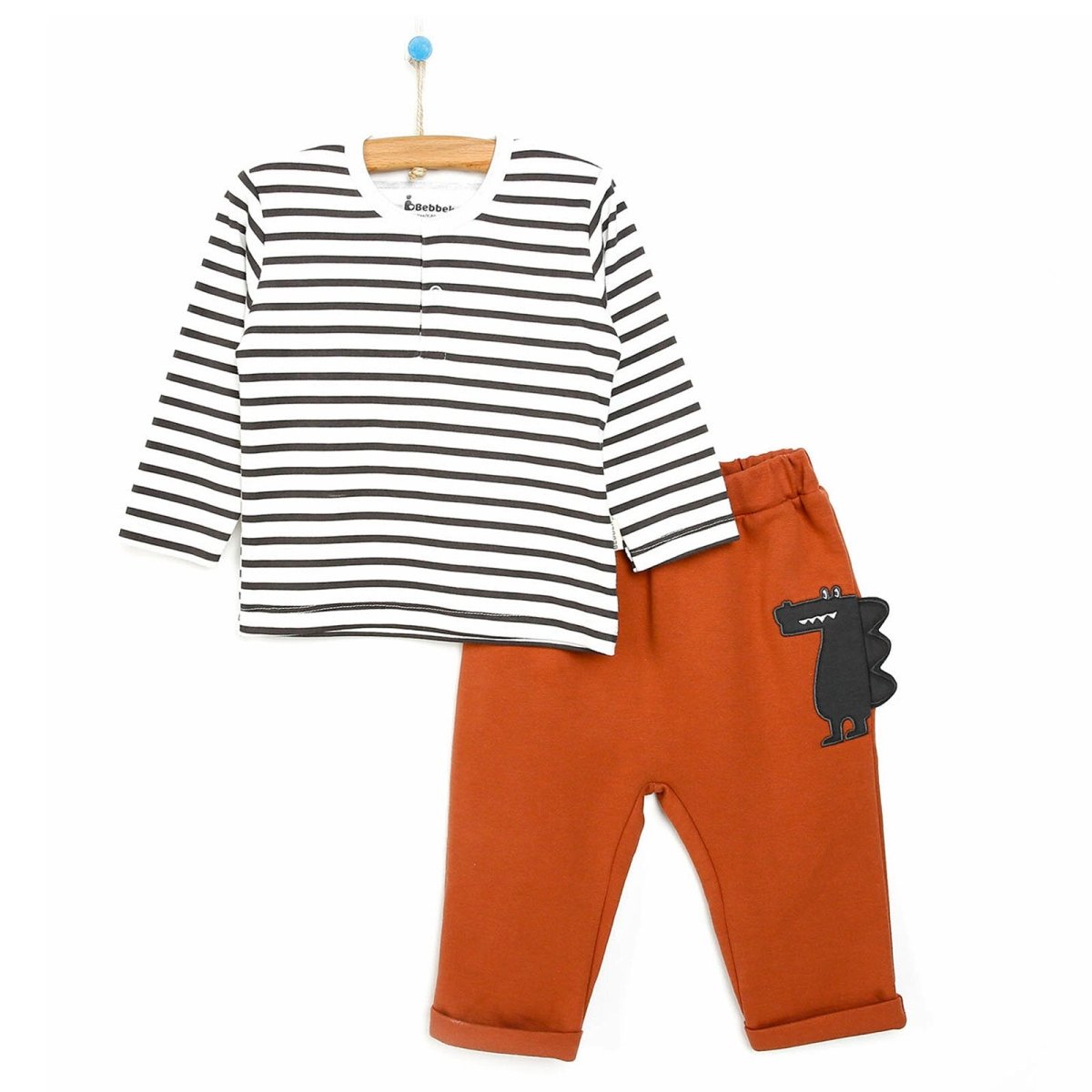 Bebbek Newborn Sweatshirt Footless Bottom - Brown - mezetto ebebek ebebek