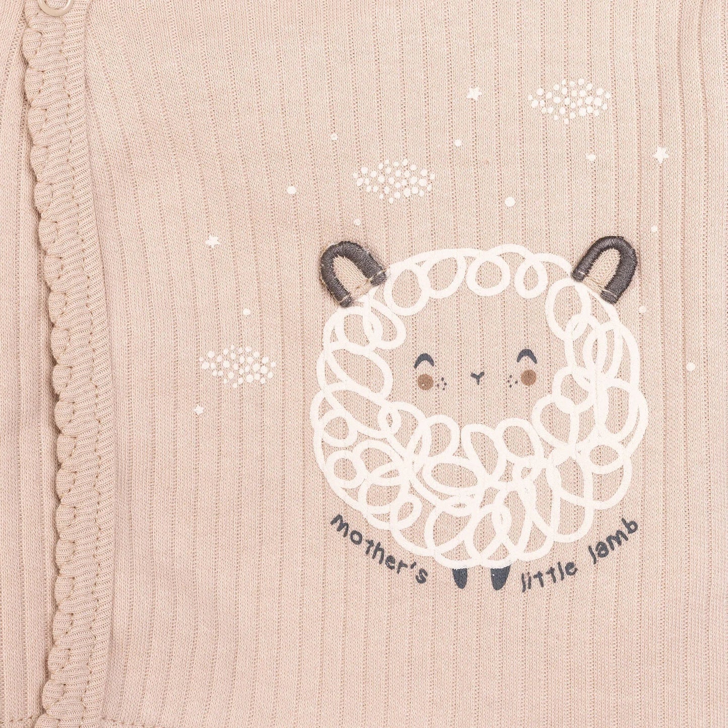 Bebetto Newborn Baby Girl Top - Footed Jumpsuit - Hat - Beige - mezetto ebebek ebebek
