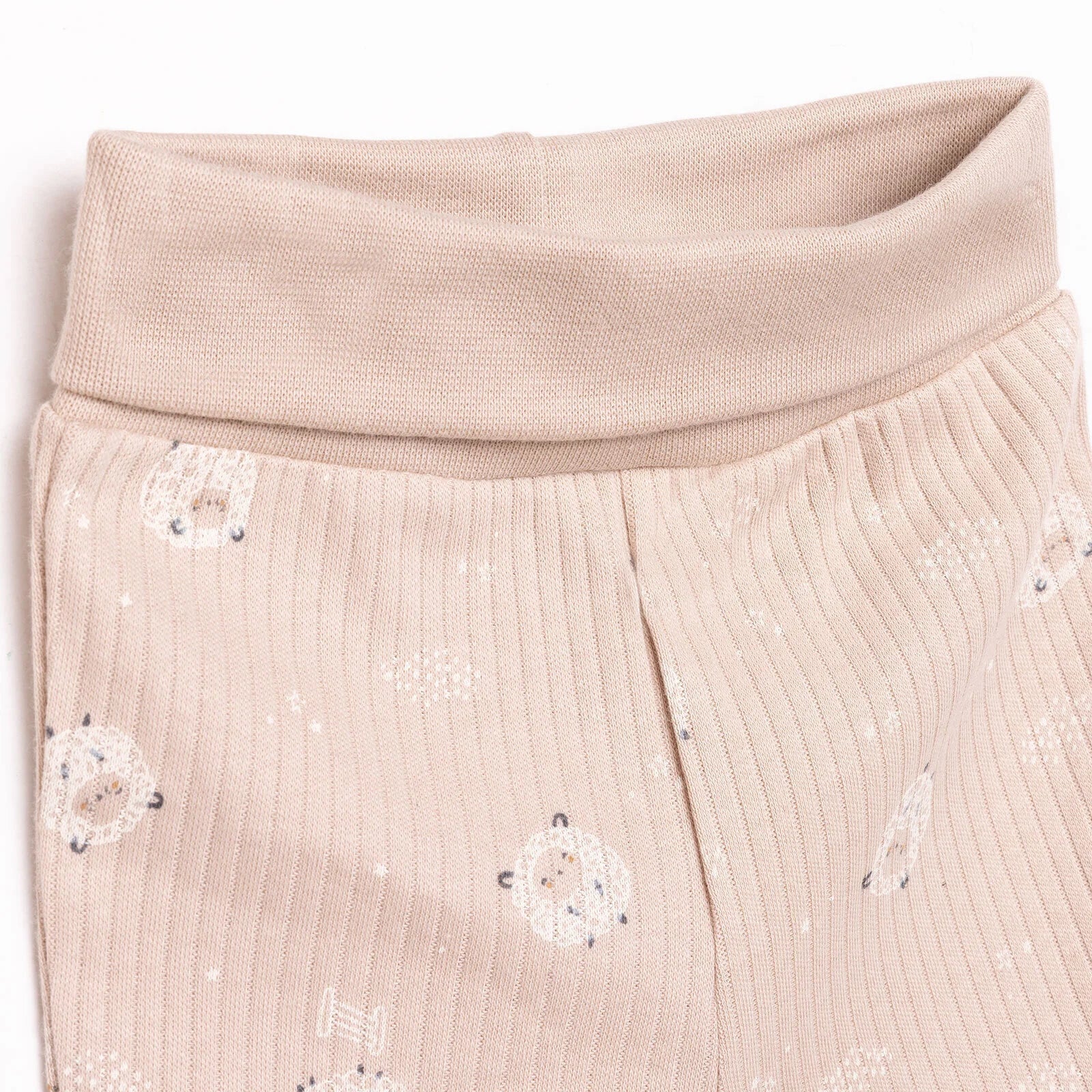 Bebetto Newborn Baby Girl Top - Footed Jumpsuit - Hat - Beige - mezetto ebebek ebebek