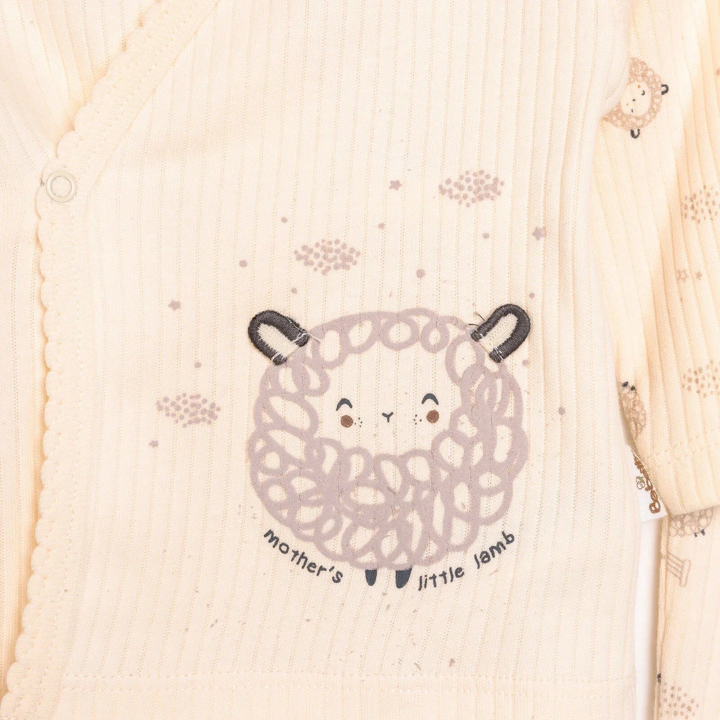 Bebetto Newborn Baby Girl Top - Footed Jumpsuit - Hat - Ecru - mezetto ebebek ebebek