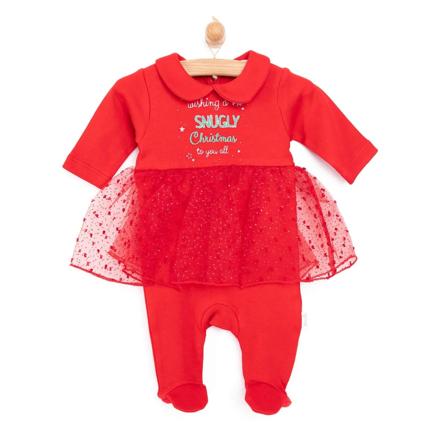 Bebetto Newborn Christmas Holiday Footed - Red - mezetto ebebek ebebek