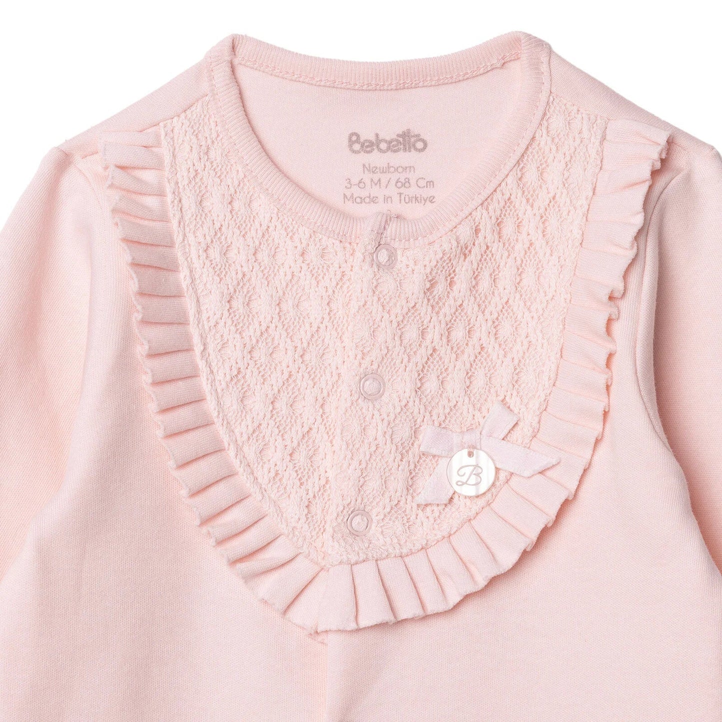 Bebetto Newborn Footed Jumpsuit - Pink - mezetto ebebek ebebek