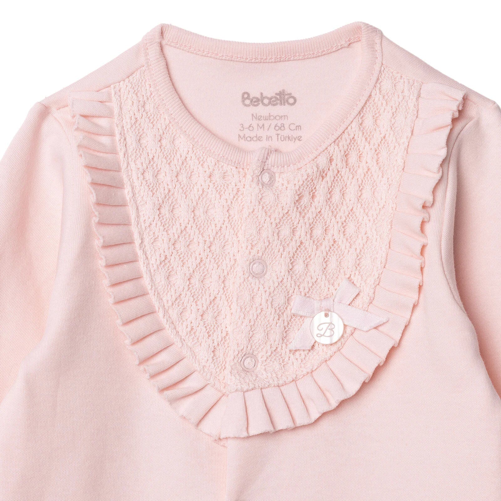 Bebetto Newborn Footed Jumpsuit - Pink - mezetto ebebek ebebek