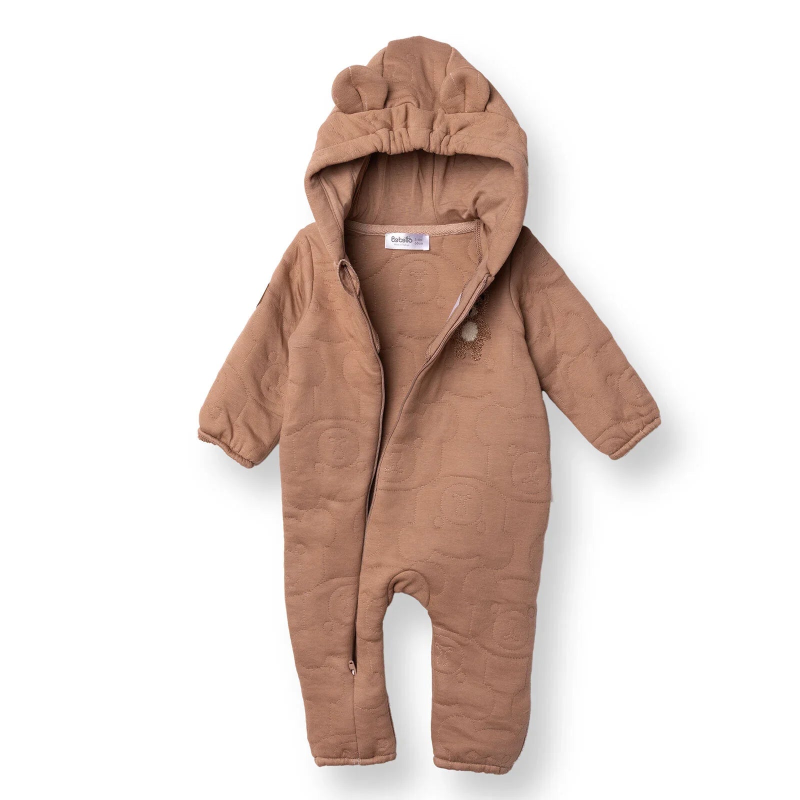 Bebetto Newborn Footless Jumpsuit - Brown - mezetto ebebek ebebek