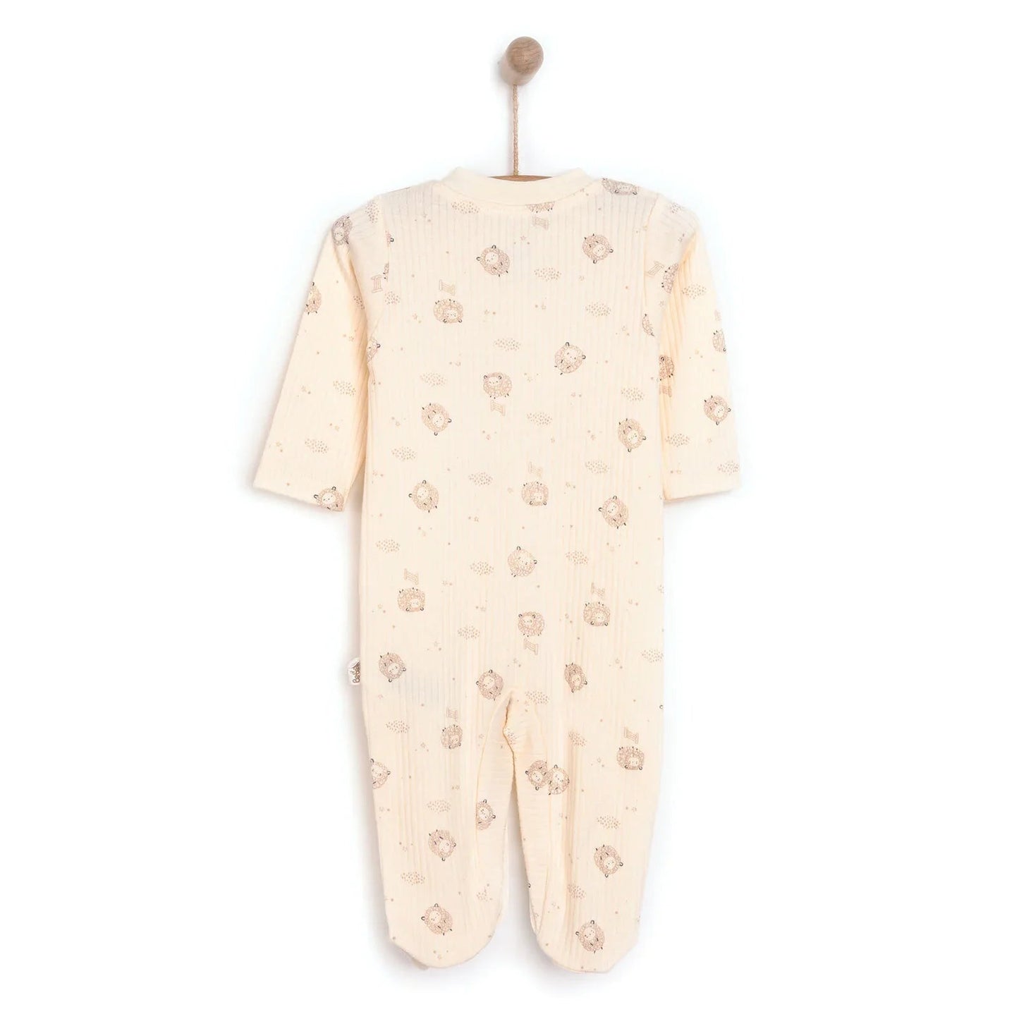Bebetto Newborn Organic Little Lamp Footed Jumpsuit - Ecru - mezetto ebebek ebebek