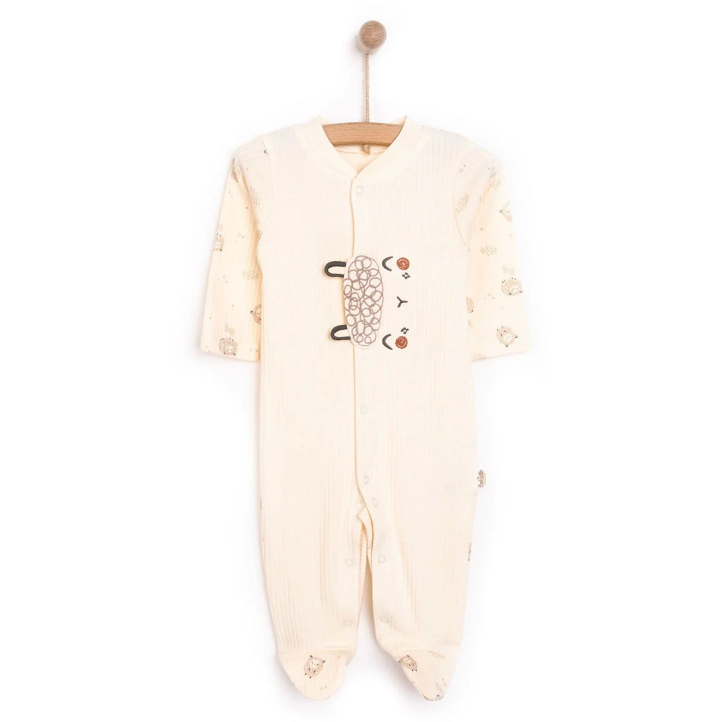 Bebetto Newborn Organic Little Lamp Footed Jumpsuit - Ecru - mezetto ebebek ebebek