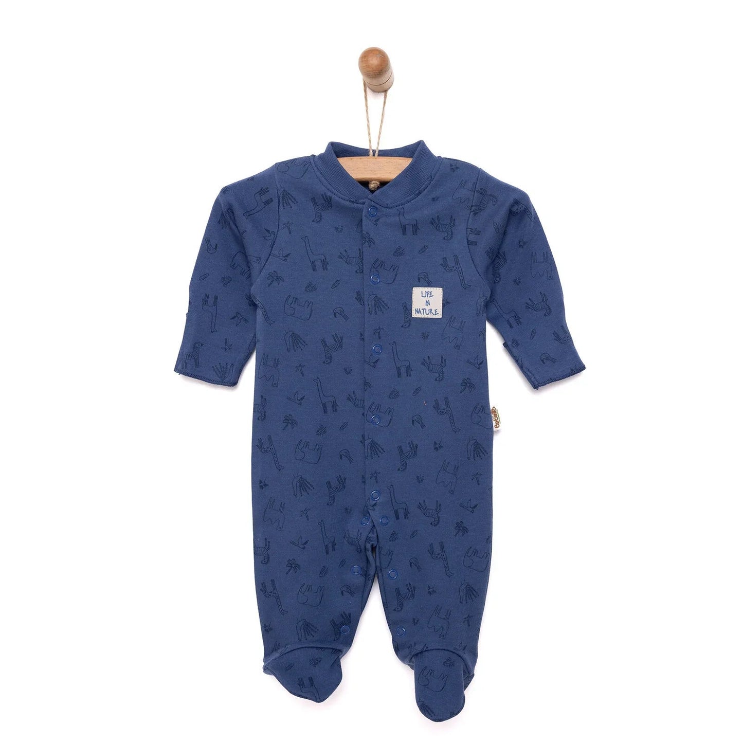 Bebetto Newborn Unisex Footed Jumpsuit - Indigo - mezetto ebebek ebebek