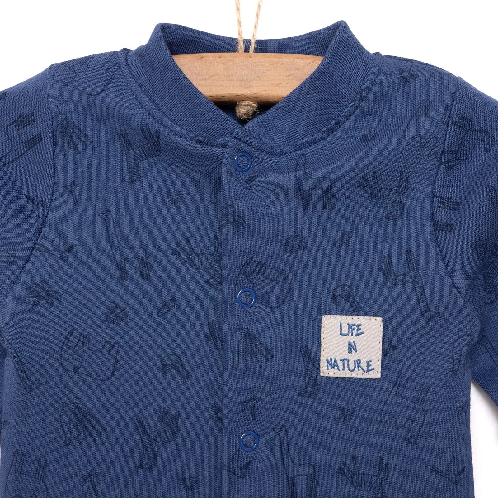 Bebetto Newborn Unisex Footed Jumpsuit - Indigo - mezetto ebebek ebebek