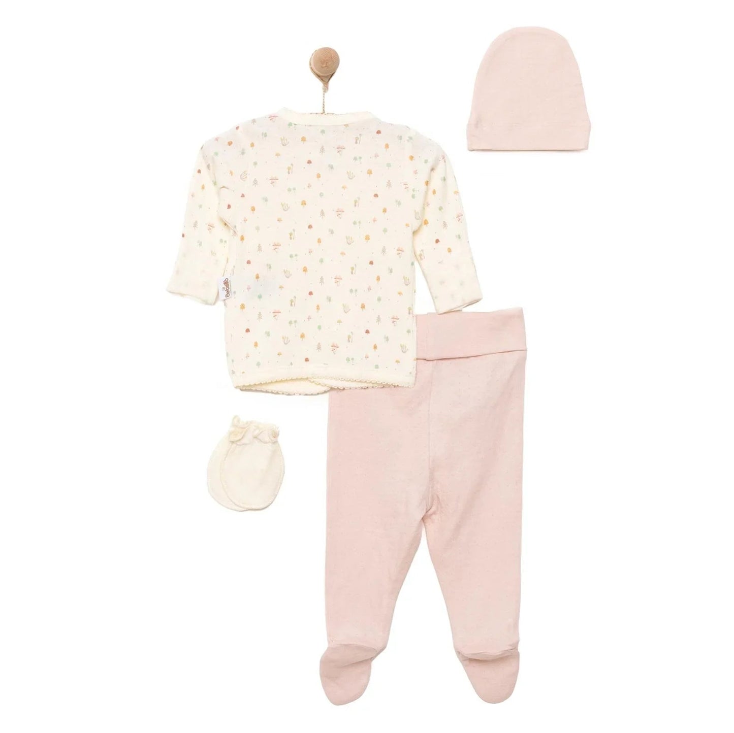 Bebetto Organic My Mushroom Girl 5 Piece Set - Light Rose - mezetto ebebek ebebek