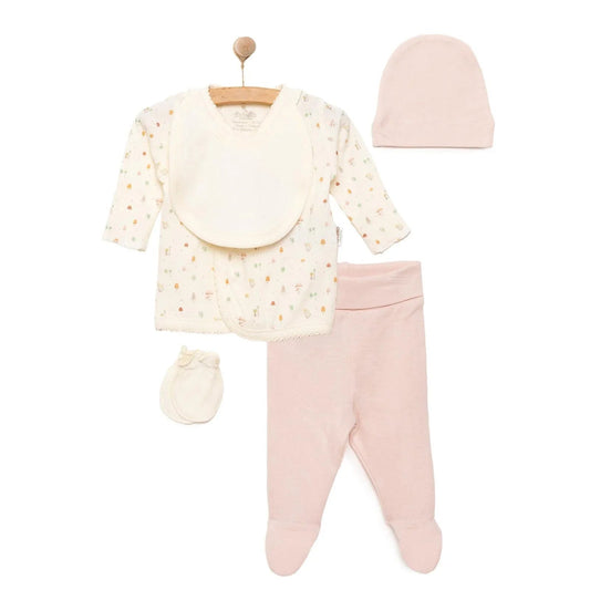 Bebetto Organic My Mushroom Girl 5 Piece Set - Light Rose - mezetto ebebek ebebek