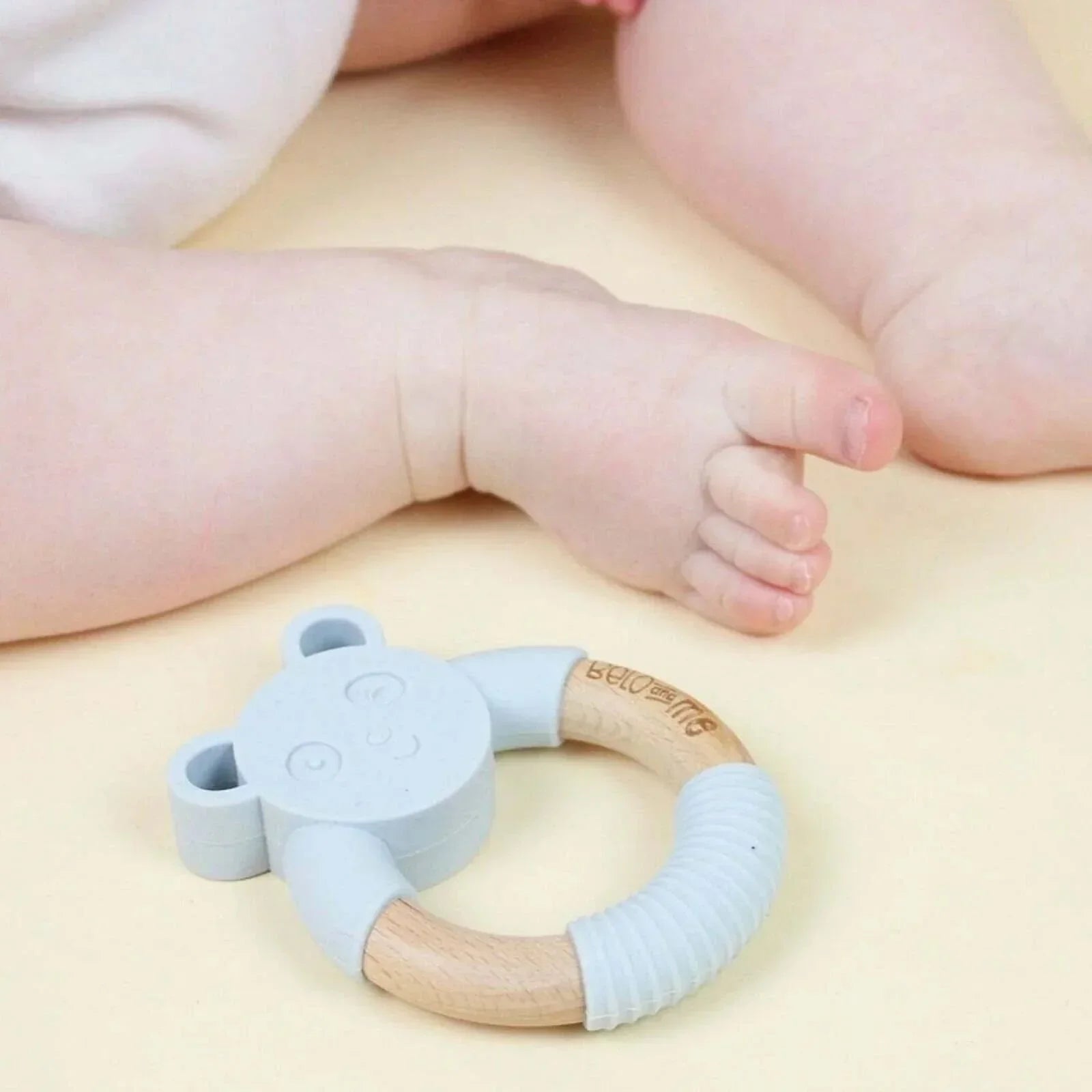 Belo&Me Penny Panda Animal Wood Teether 3+ months - Blue - mezetto ebebek ebebek
