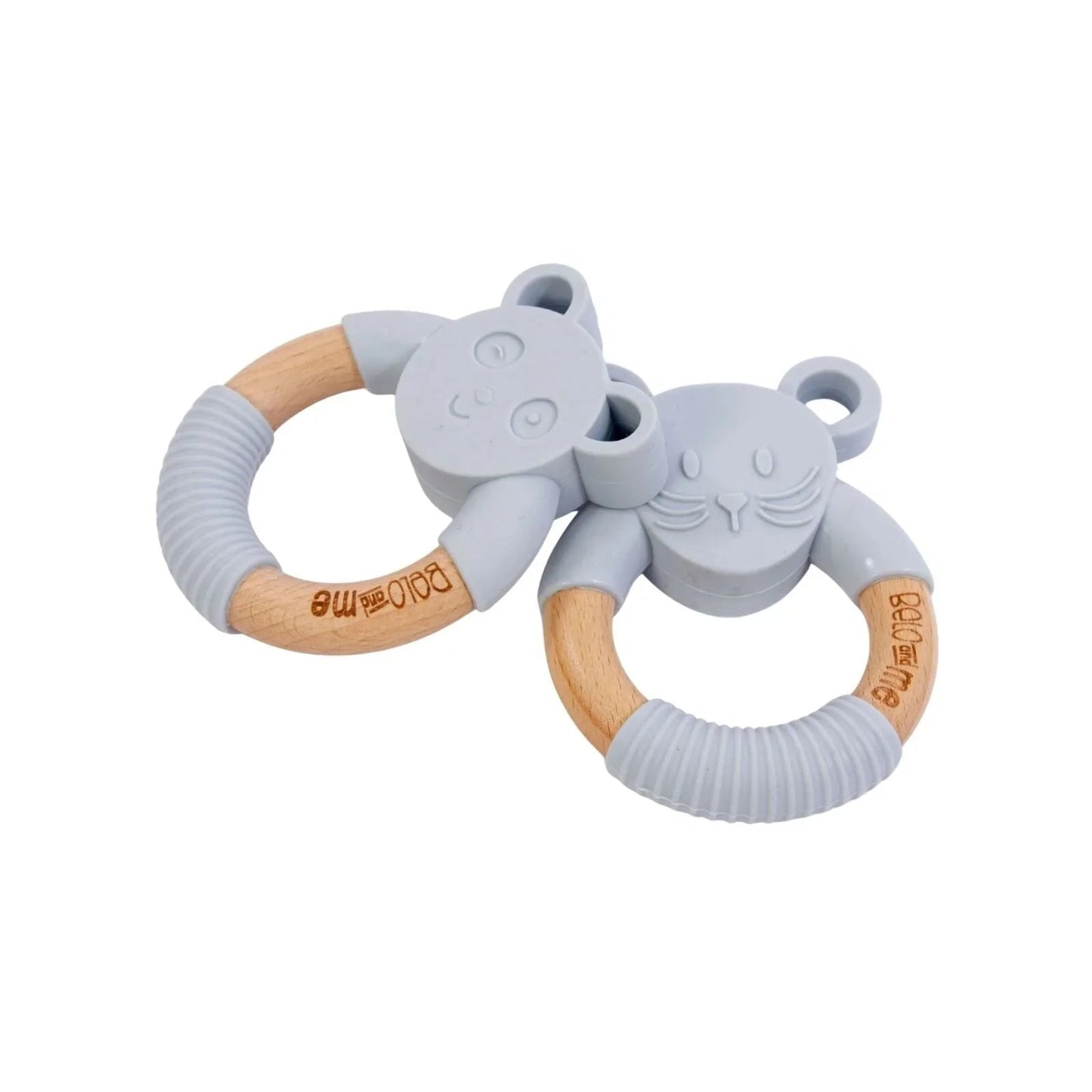 Belo&Me Penny Panda Animal Wood Teether 3+ months - Blue - mezetto ebebek ebebek