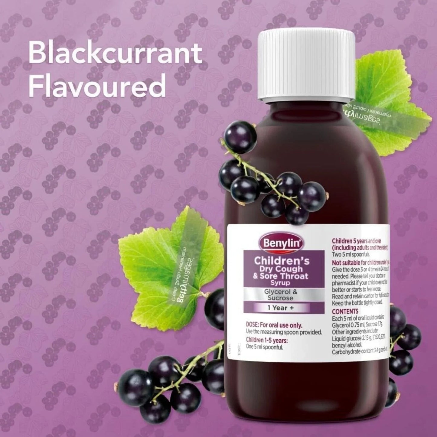 Benylin Children's Dry Cough and Sore Throat Syrup 1+ year 125ml - mezetto ebebek ebebek