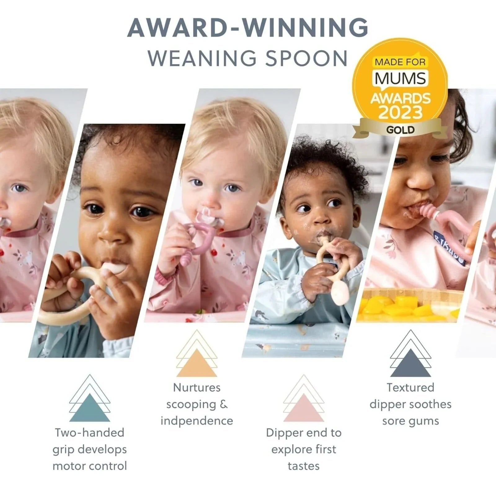 Bibado Dippit Baby Weaning Spoons 6+ months Pack of 2 - Blush - mezetto ebebek ebebek