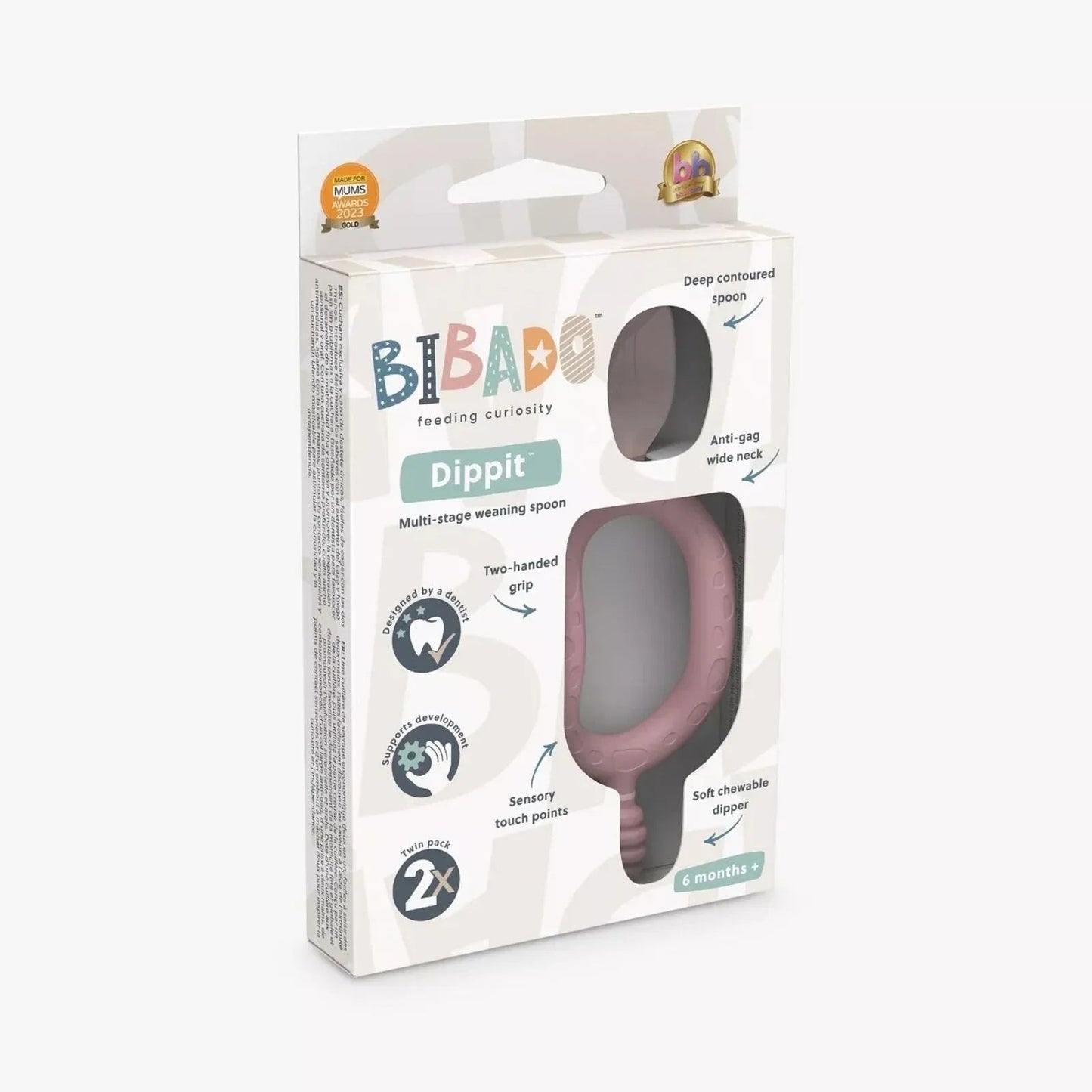 Bibado Dippit Baby Weaning Spoons 6+ months Pack of 2 - Blush - mezetto ebebek ebebek